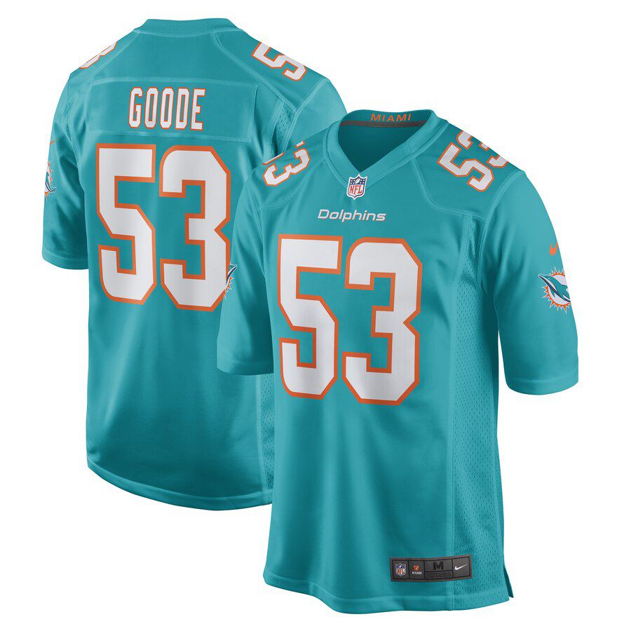 Men Miami Dolphins 53 Cameron Goode Nike Aqua Game Player NFL Jersey